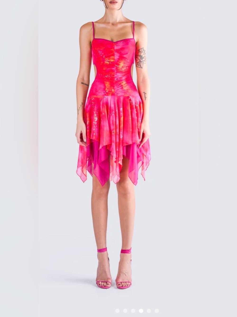 Finesse Alejandra Handkerchief Dress Pink Medium NWT